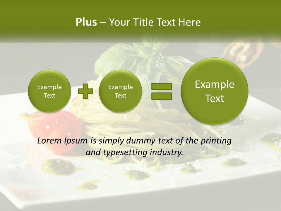 A Plate Of Spaghetti With Pesto On Top PowerPoint Template