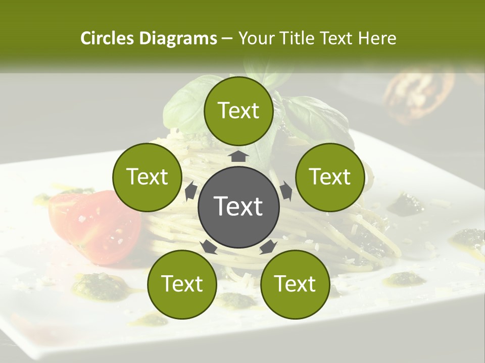 A Plate Of Spaghetti With Pesto On Top PowerPoint Template