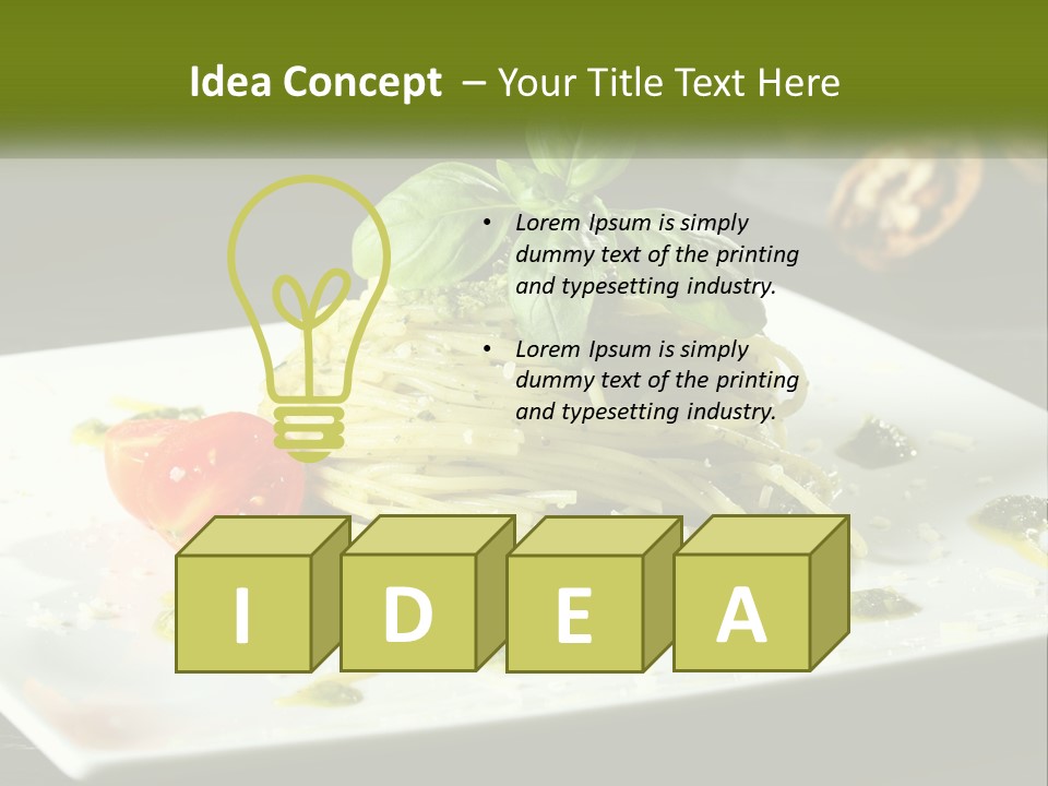 A Plate Of Spaghetti With Pesto On Top PowerPoint Template