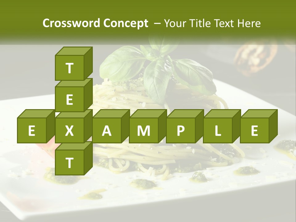 A Plate Of Spaghetti With Pesto On Top PowerPoint Template