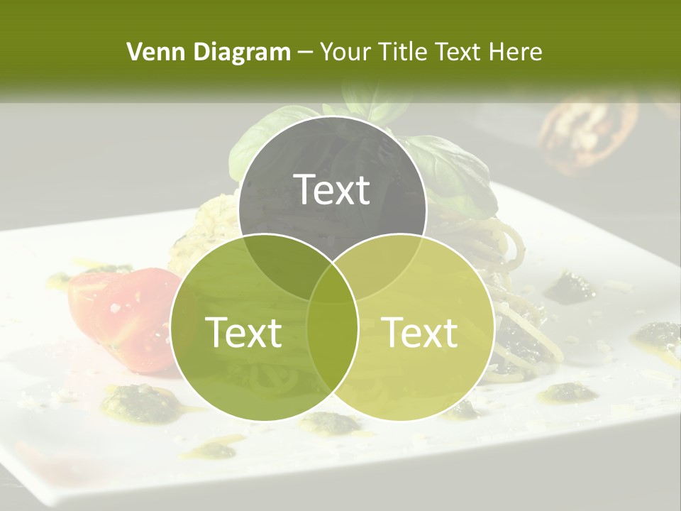 A Plate Of Spaghetti With Pesto On Top PowerPoint Template