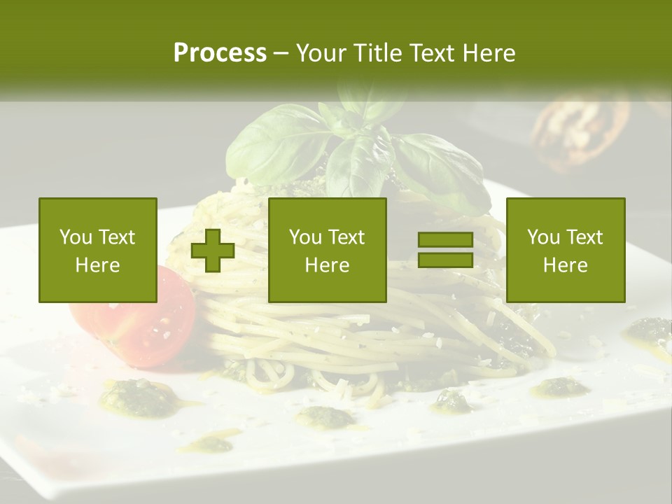 A Plate Of Spaghetti With Pesto On Top PowerPoint Template
