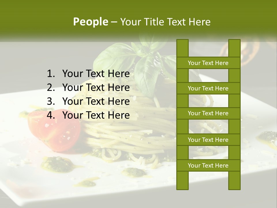 A Plate Of Spaghetti With Pesto On Top PowerPoint Template