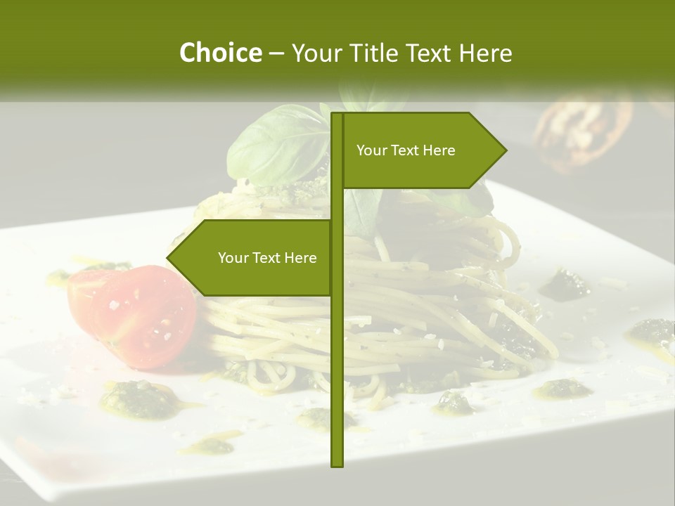 A Plate Of Spaghetti With Pesto On Top PowerPoint Template