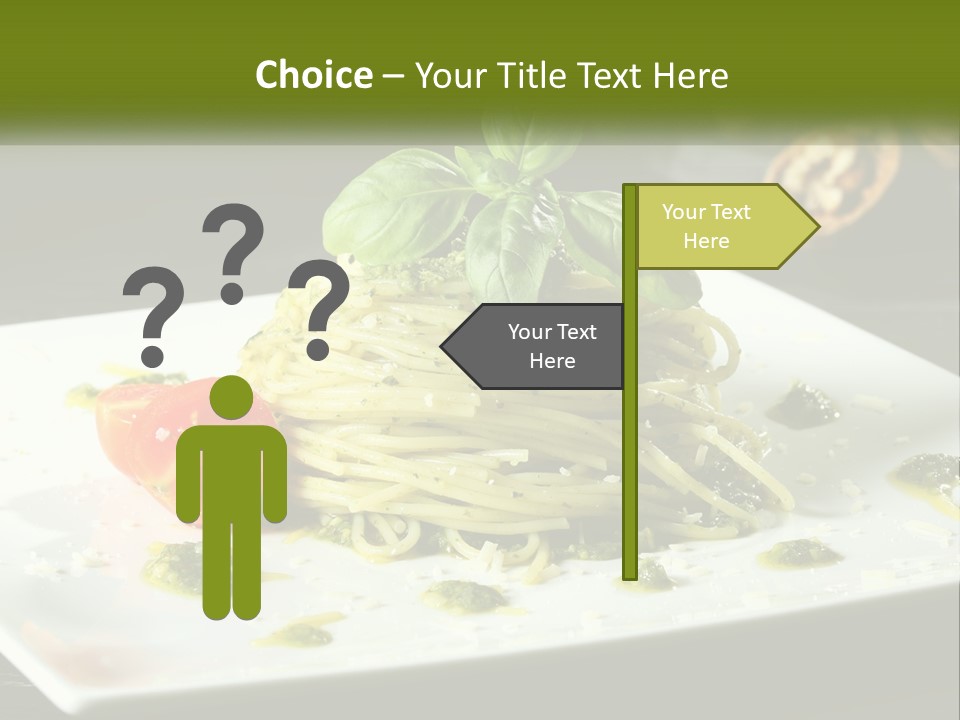 A Plate Of Spaghetti With Pesto On Top PowerPoint Template