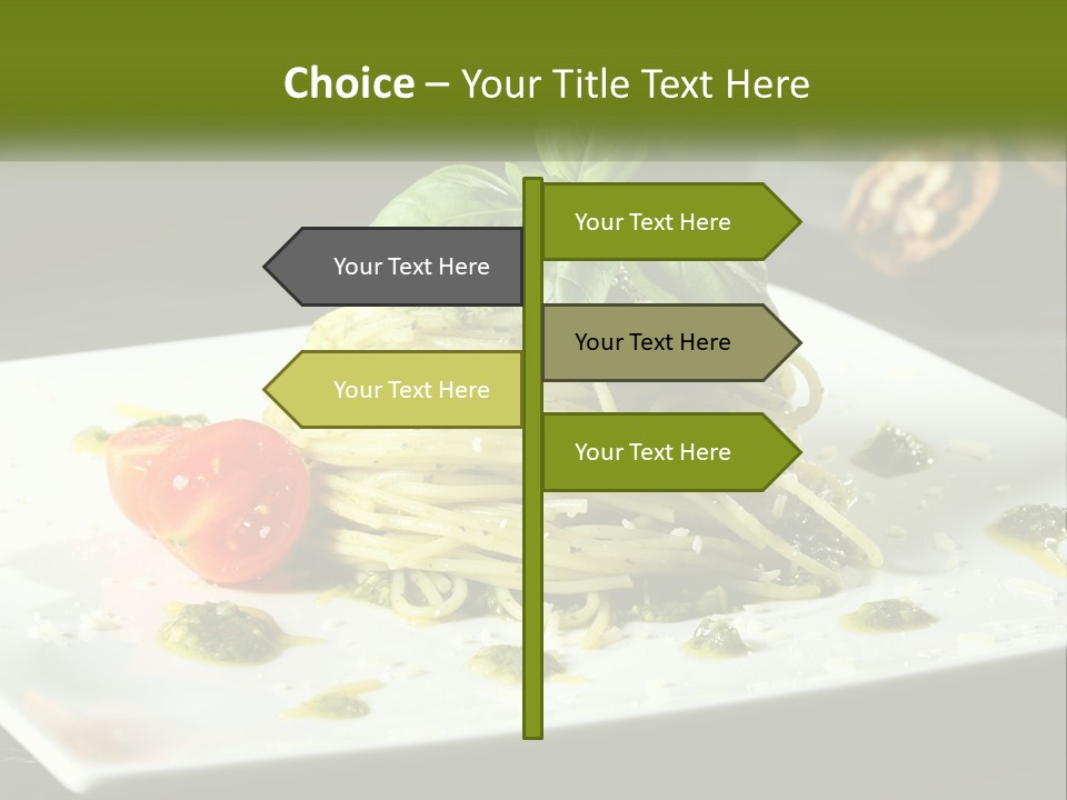 A Plate Of Spaghetti With Pesto On Top PowerPoint Template