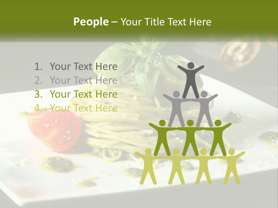 A Plate Of Spaghetti With Pesto On Top PowerPoint Template