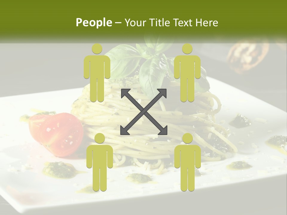 A Plate Of Spaghetti With Pesto On Top PowerPoint Template