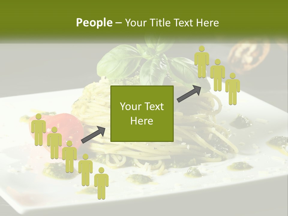 A Plate Of Spaghetti With Pesto On Top PowerPoint Template