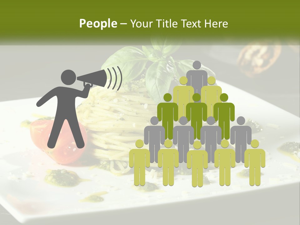 A Plate Of Spaghetti With Pesto On Top PowerPoint Template