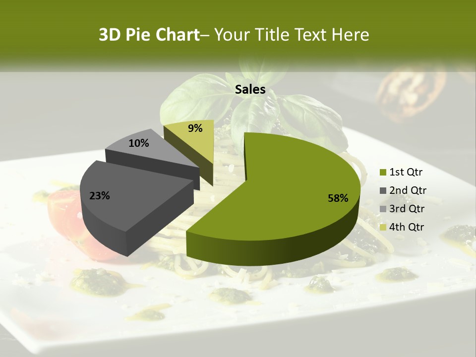 A Plate Of Spaghetti With Pesto On Top PowerPoint Template