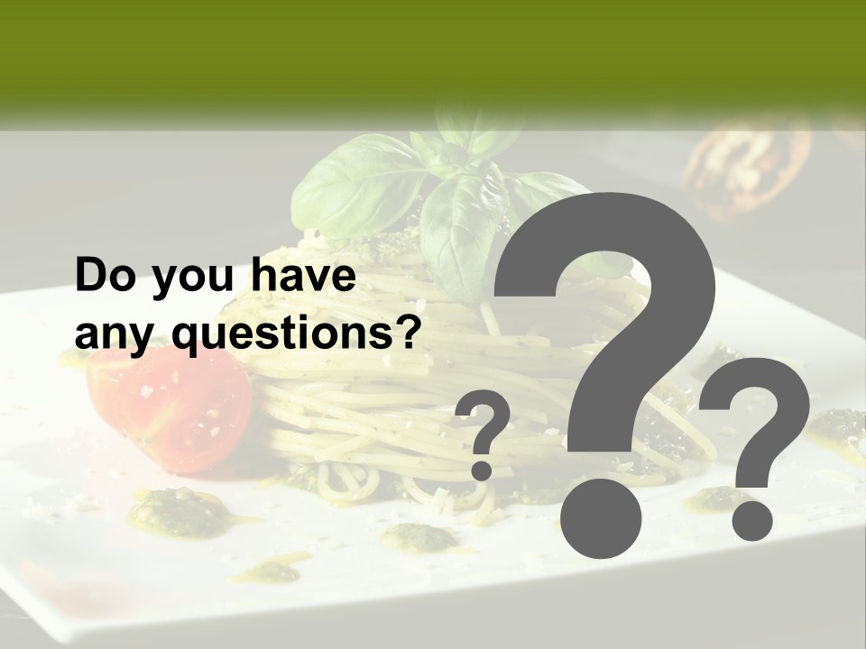 A Plate Of Spaghetti With Pesto On Top PowerPoint Template