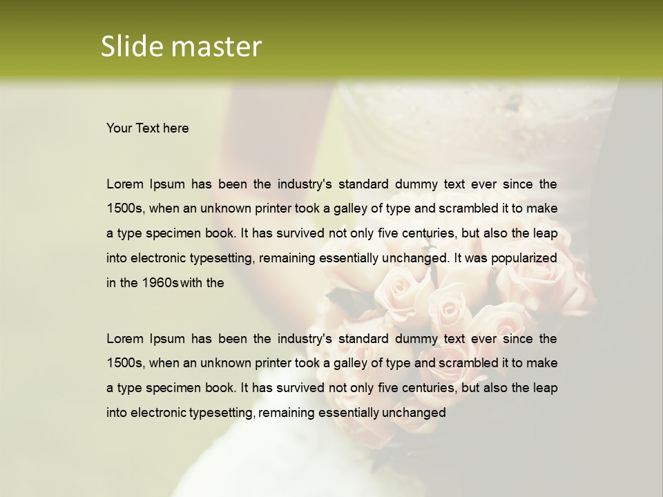 A Bride And Groom Holding A Bouquet Of Roses PowerPoint Template