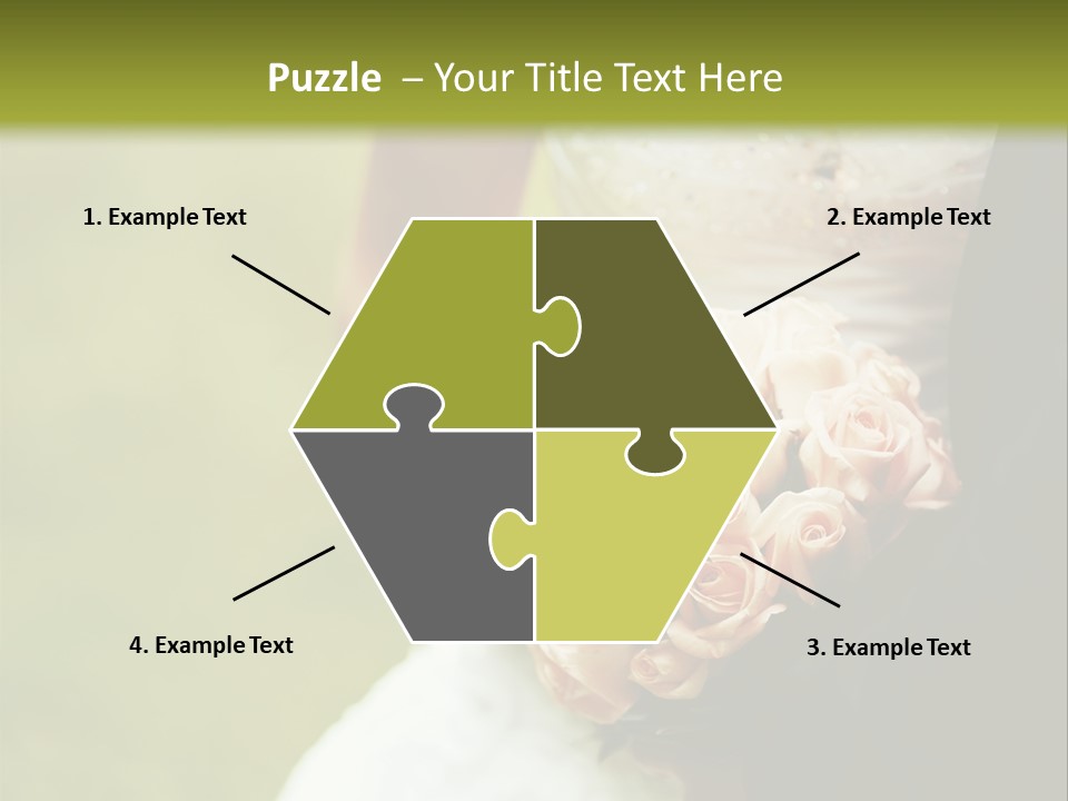 A Bride And Groom Holding A Bouquet Of Roses PowerPoint Template