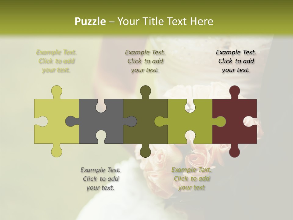 A Bride And Groom Holding A Bouquet Of Roses PowerPoint Template