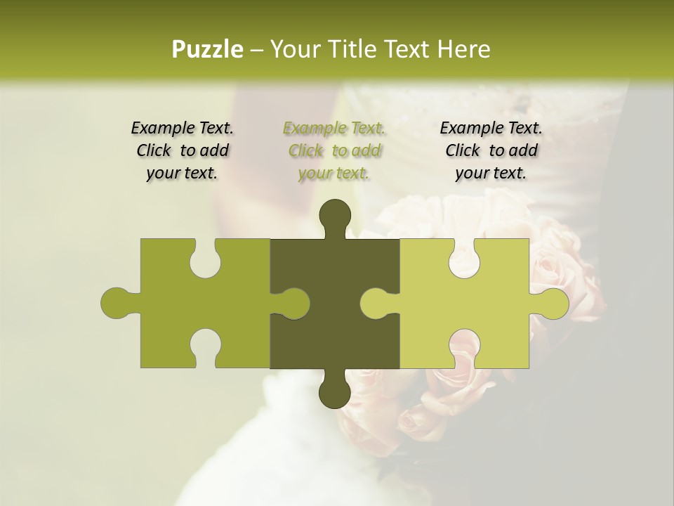 A Bride And Groom Holding A Bouquet Of Roses PowerPoint Template