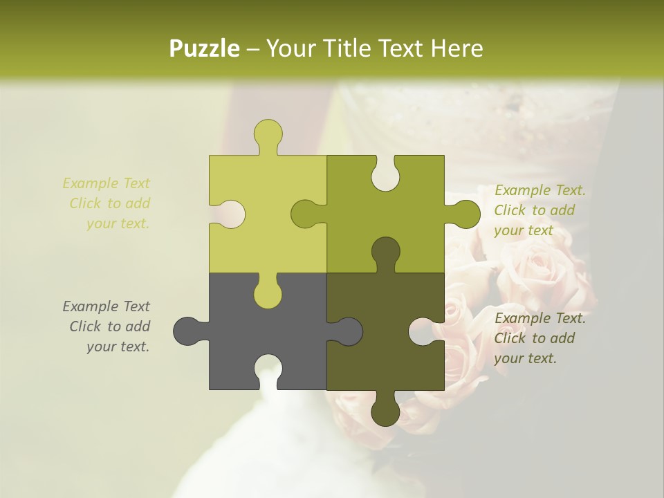 A Bride And Groom Holding A Bouquet Of Roses PowerPoint Template