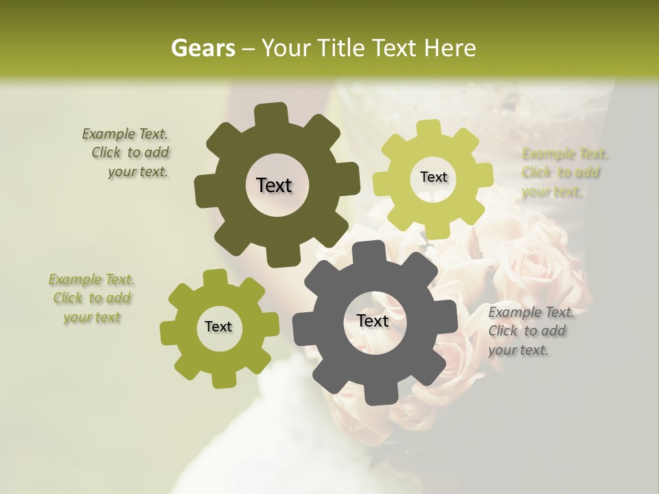 A Bride And Groom Holding A Bouquet Of Roses PowerPoint Template