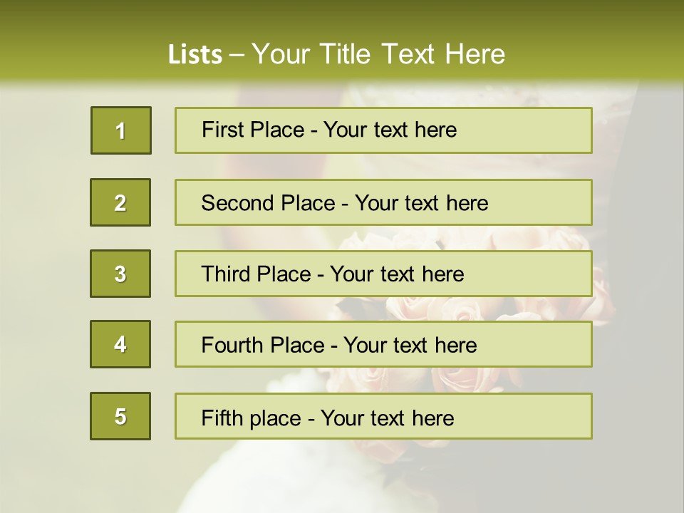 A Bride And Groom Holding A Bouquet Of Roses PowerPoint Template