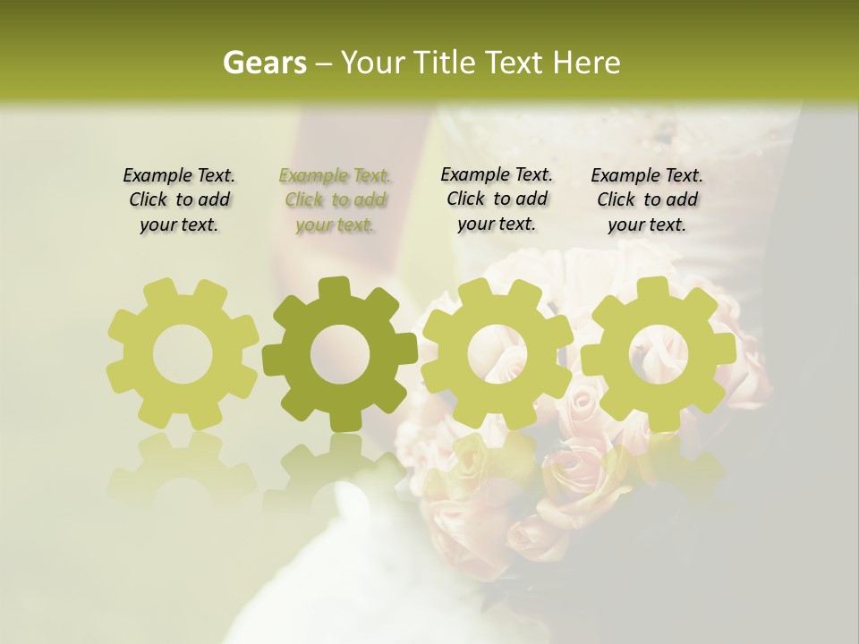 A Bride And Groom Holding A Bouquet Of Roses PowerPoint Template