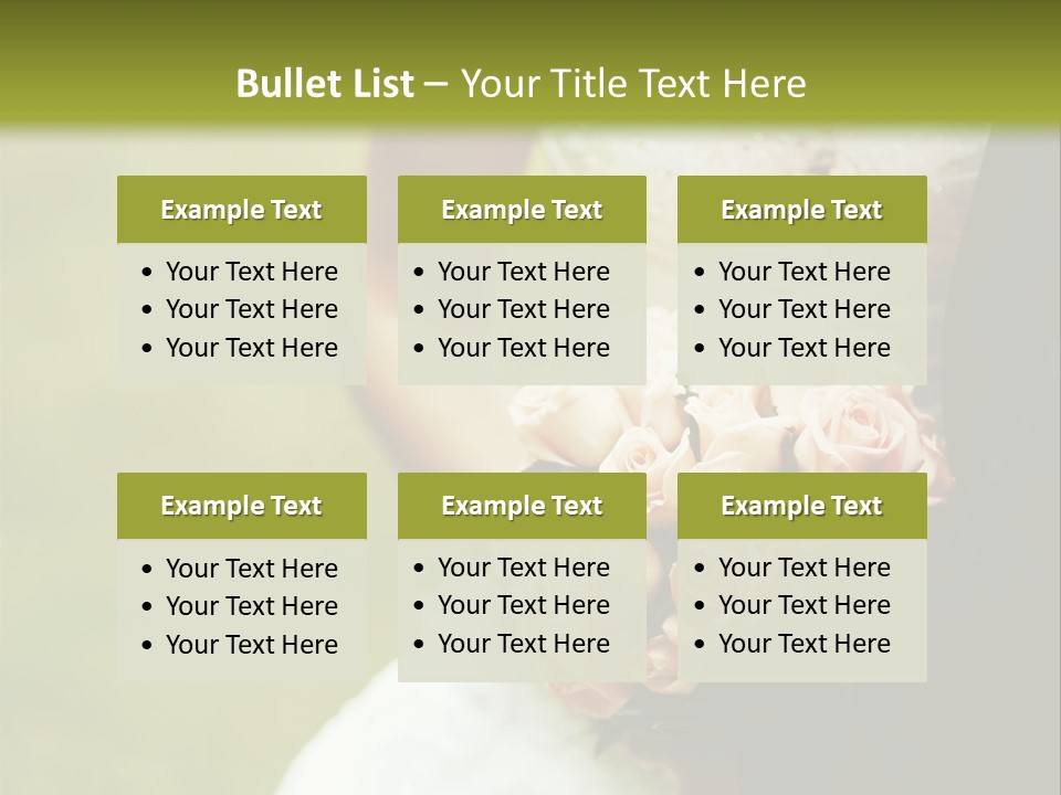 A Bride And Groom Holding A Bouquet Of Roses PowerPoint Template