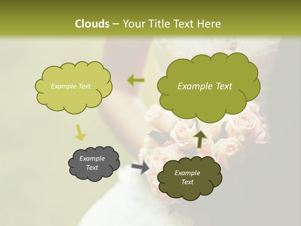 A Bride And Groom Holding A Bouquet Of Roses PowerPoint Template