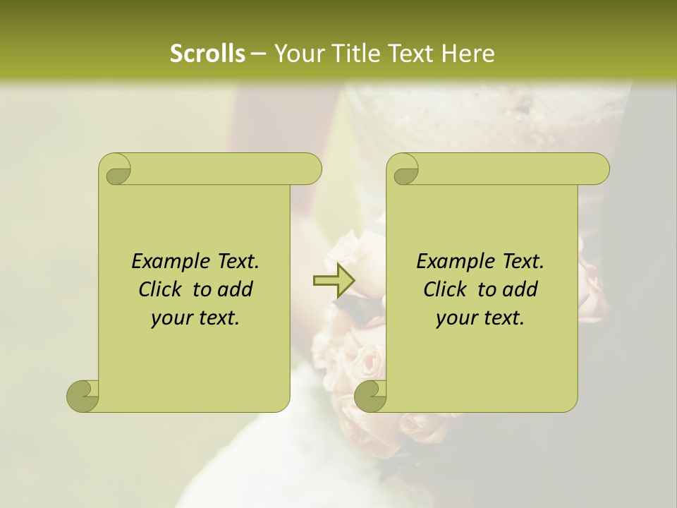 A Bride And Groom Holding A Bouquet Of Roses PowerPoint Template