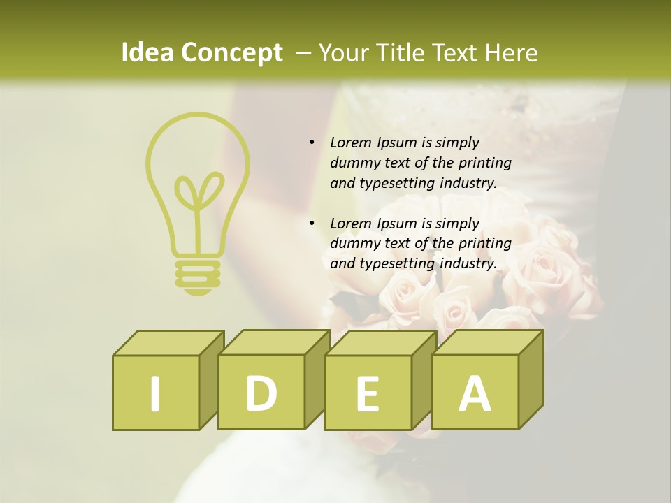 A Bride And Groom Holding A Bouquet Of Roses PowerPoint Template