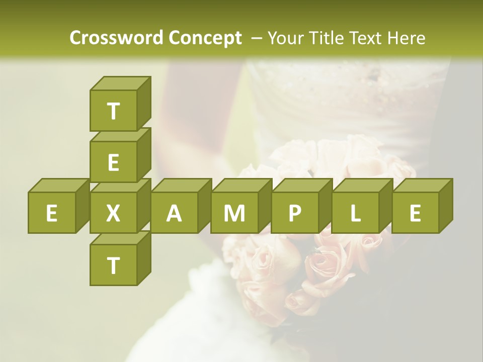 A Bride And Groom Holding A Bouquet Of Roses PowerPoint Template