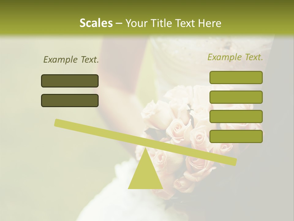 A Bride And Groom Holding A Bouquet Of Roses PowerPoint Template