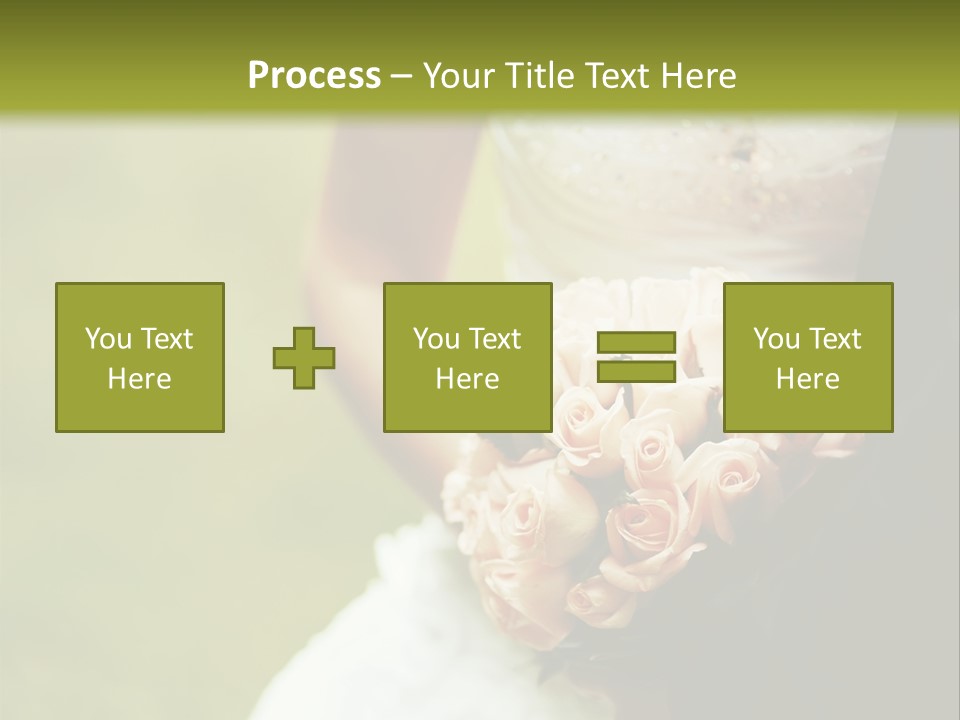 A Bride And Groom Holding A Bouquet Of Roses PowerPoint Template