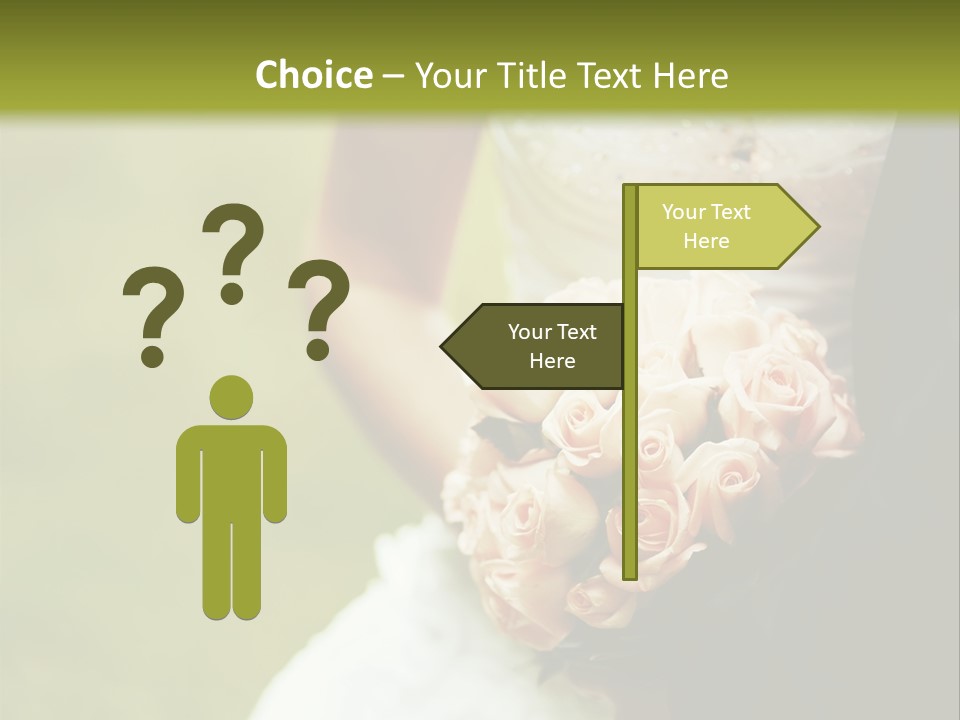 A Bride And Groom Holding A Bouquet Of Roses PowerPoint Template