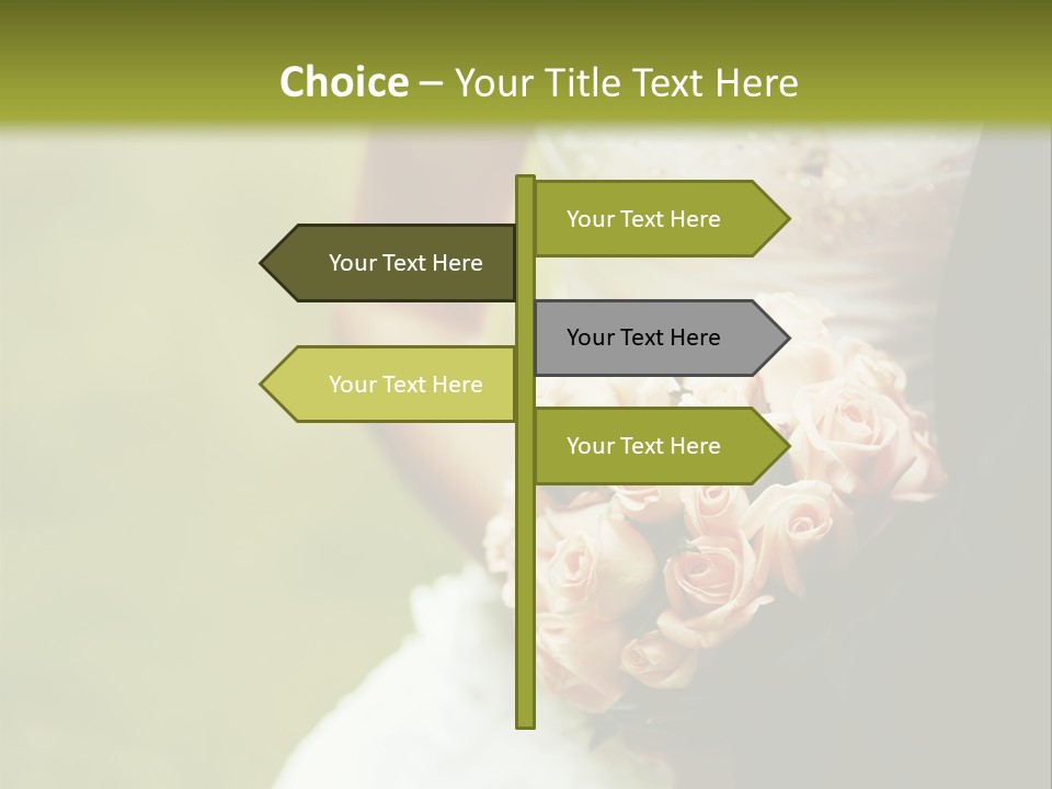 A Bride And Groom Holding A Bouquet Of Roses PowerPoint Template