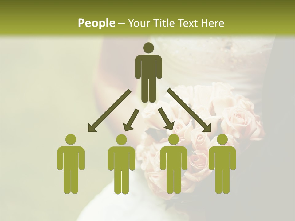 A Bride And Groom Holding A Bouquet Of Roses PowerPoint Template