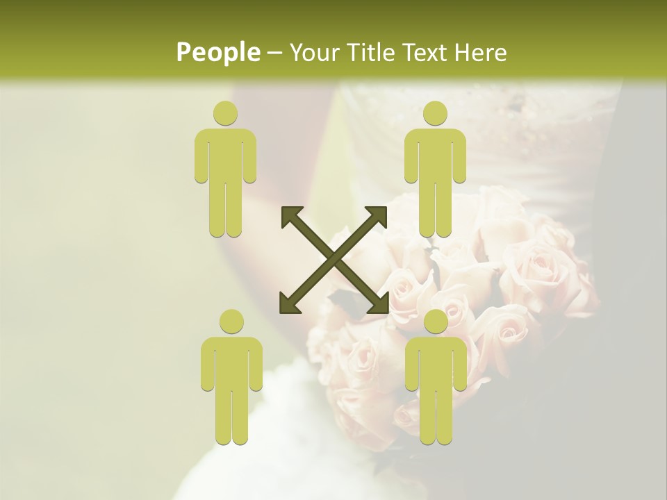 A Bride And Groom Holding A Bouquet Of Roses PowerPoint Template