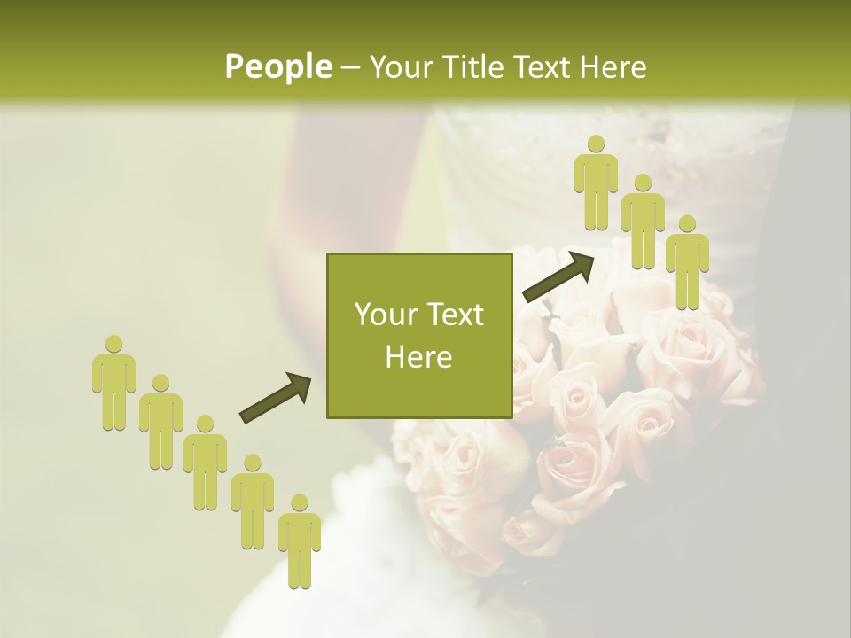 A Bride And Groom Holding A Bouquet Of Roses PowerPoint Template