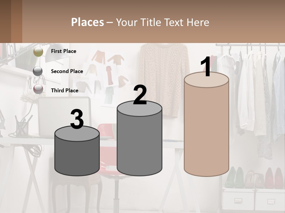 A Room With A Desk And A Laptop On It PowerPoint Template