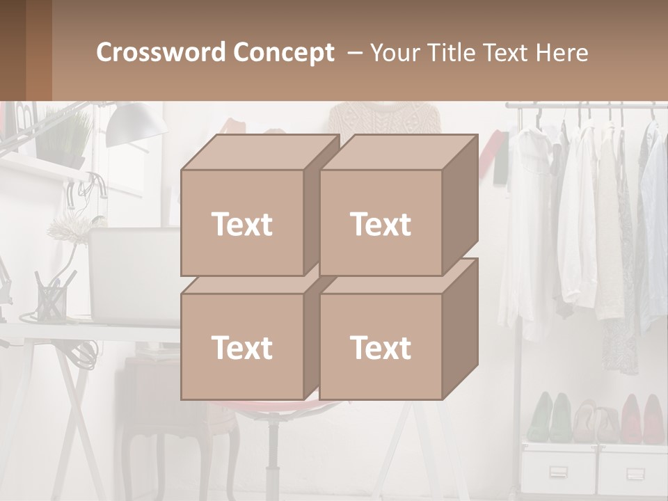 A Room With A Desk And A Laptop On It PowerPoint Template