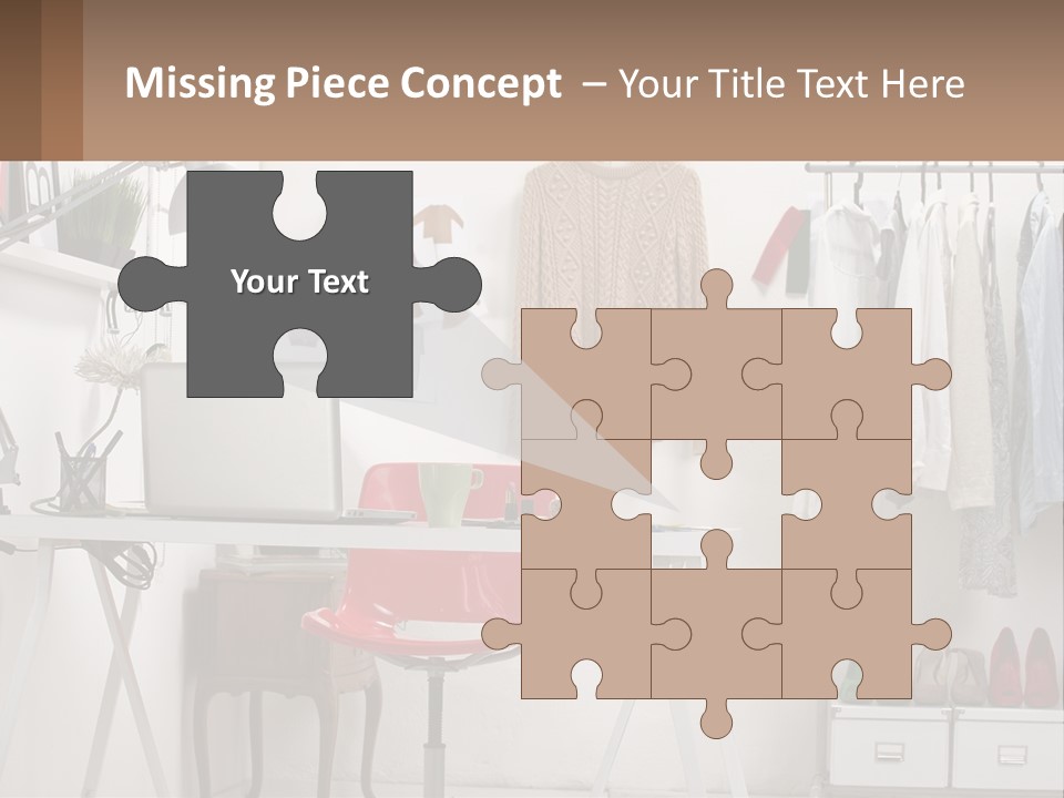 A Room With A Desk And A Laptop On It PowerPoint Template