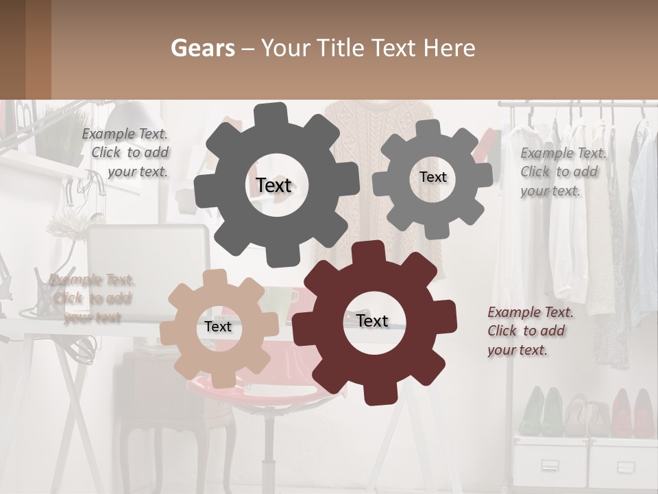 A Room With A Desk And A Laptop On It PowerPoint Template