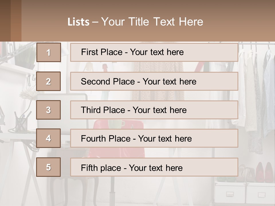 A Room With A Desk And A Laptop On It PowerPoint Template