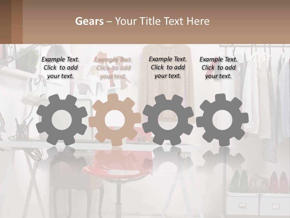 A Room With A Desk And A Laptop On It PowerPoint Template