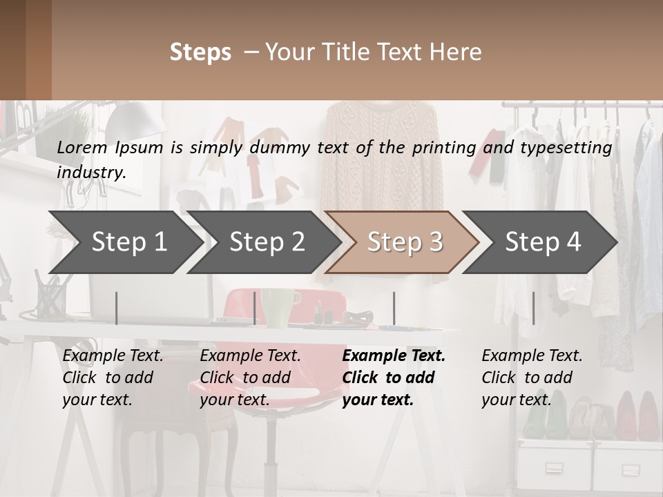A Room With A Desk And A Laptop On It PowerPoint Template