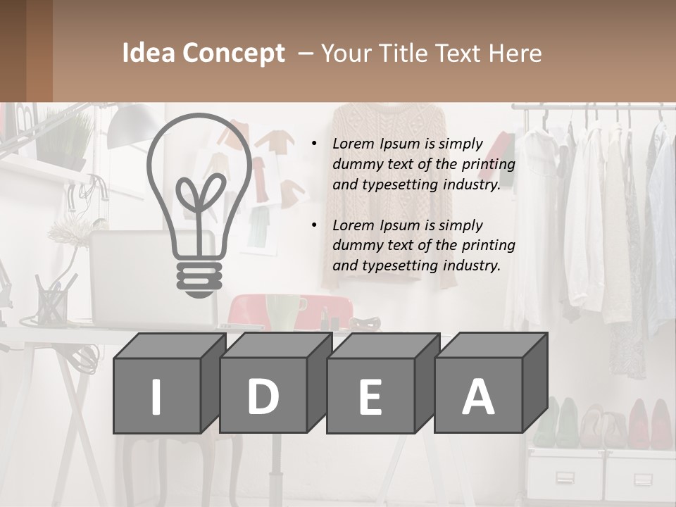 A Room With A Desk And A Laptop On It PowerPoint Template