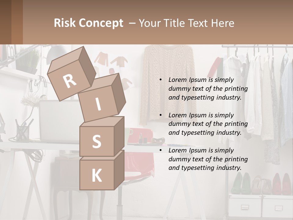 A Room With A Desk And A Laptop On It PowerPoint Template