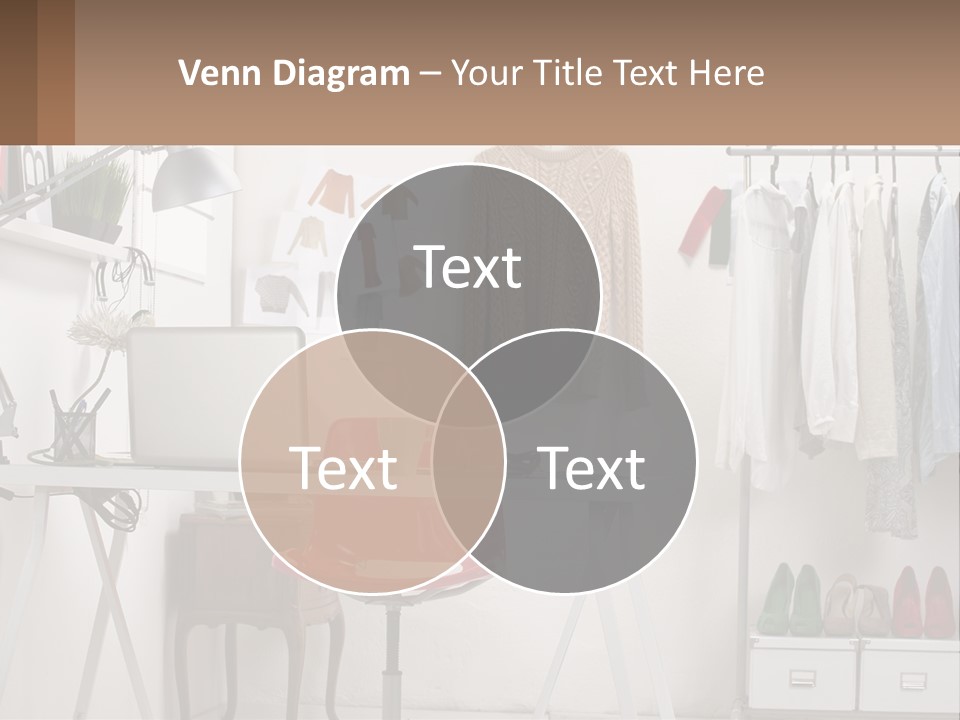 A Room With A Desk And A Laptop On It PowerPoint Template