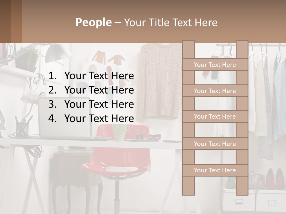 A Room With A Desk And A Laptop On It PowerPoint Template