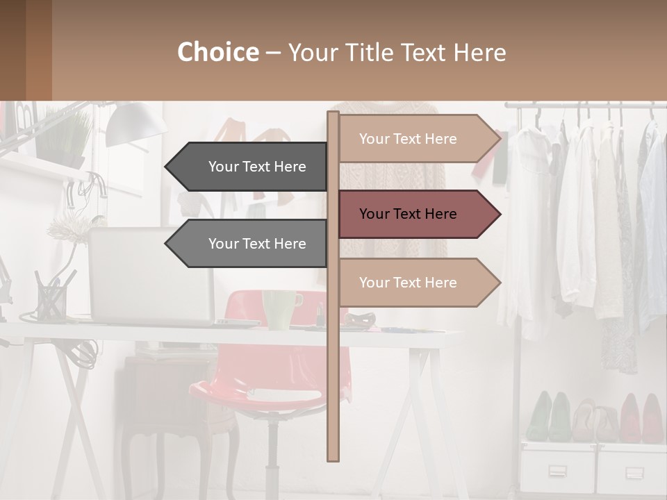 A Room With A Desk And A Laptop On It PowerPoint Template