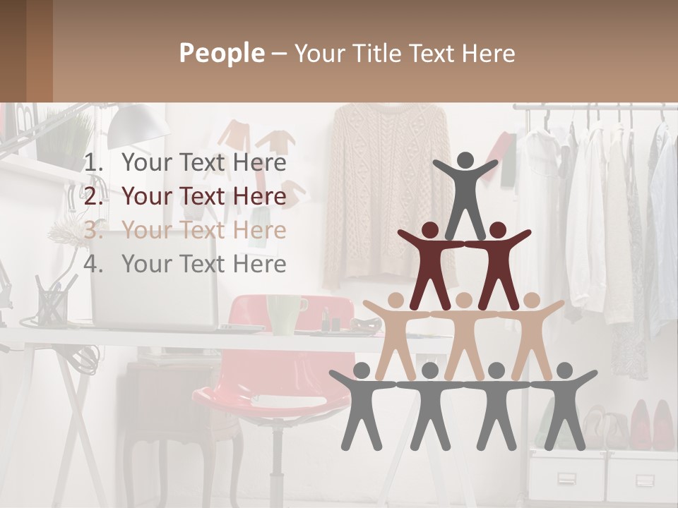 A Room With A Desk And A Laptop On It PowerPoint Template