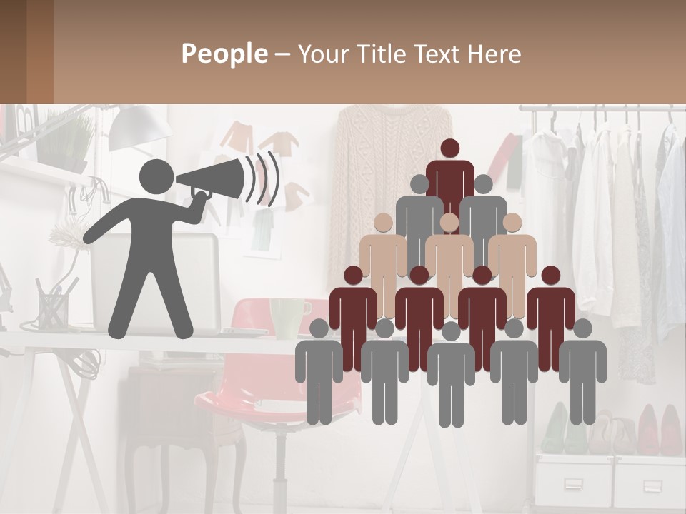 A Room With A Desk And A Laptop On It PowerPoint Template